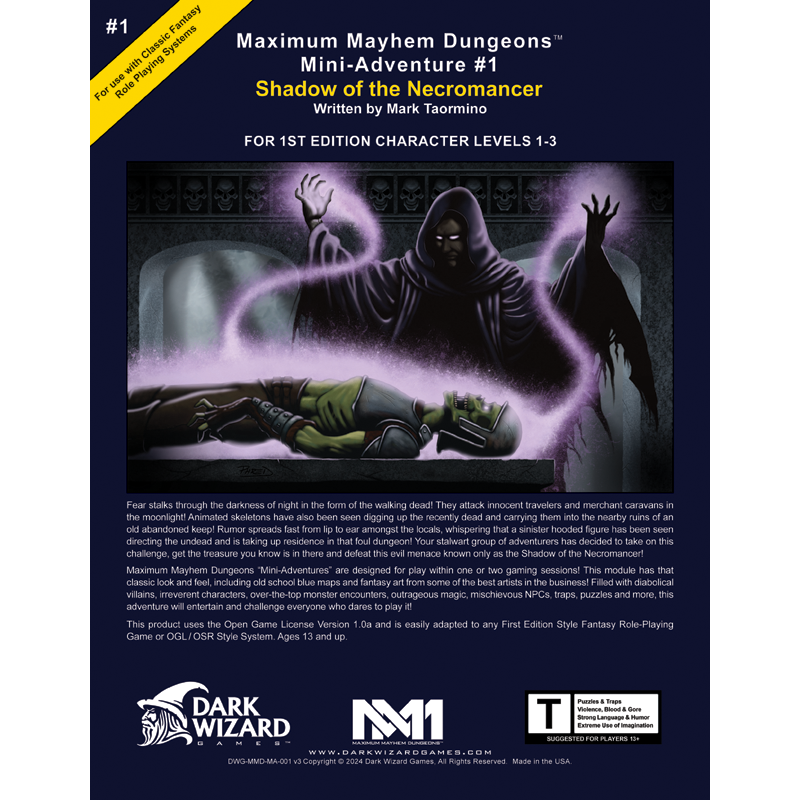 Mini Adventure #1: Shadow of the Necromancer - 1E - Softcover Book + PDF