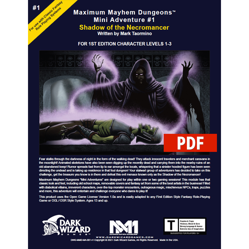 Mini Adventure #1: Shadow of the Necromancer 1E - PDF Only