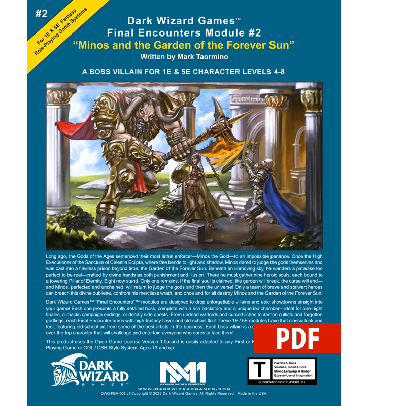 Minos and the Garden of the Forever Sun – 1E / 5E - PDF Only