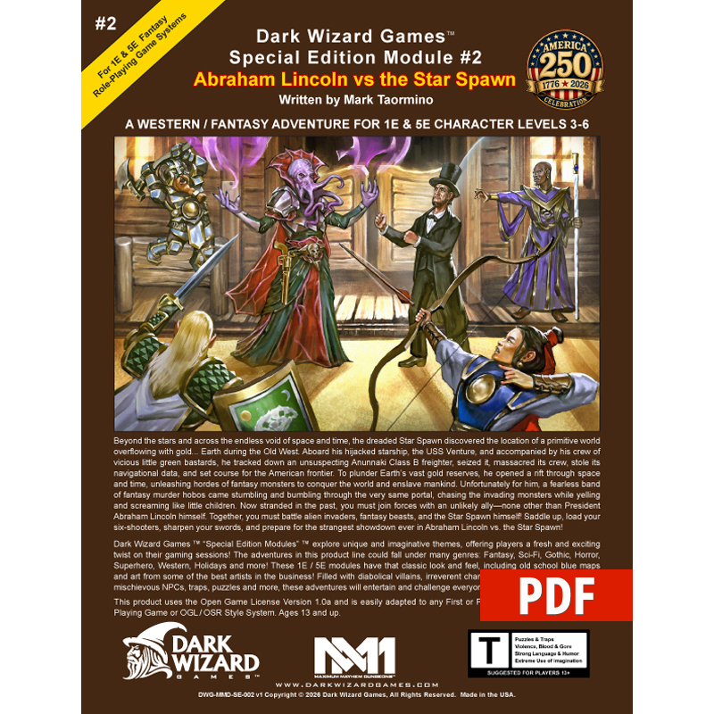 Abraham Lincoln vs. the Star Spawn – 1E / 5E - PDF Only